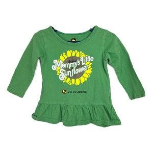 John Deere Shirt Baby 18M Green Ruffled Long Sleeve Mommy's Little Sunflower Kid